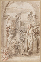 F 039
          <br/>
          Oosters gekleed gezelschap in een gallerij
          <br/>
          <em>Gherardi, Antonio (1644-1702) - toegeschreven aan</em>